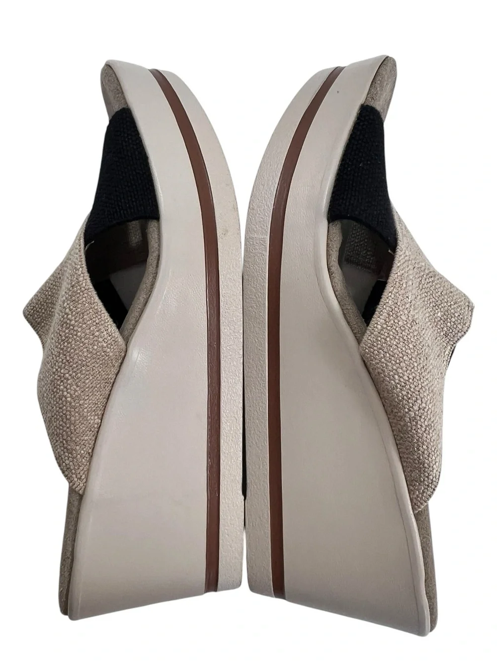 Charleston Shoe Company Beaufort platform wedge sandals in linen/black